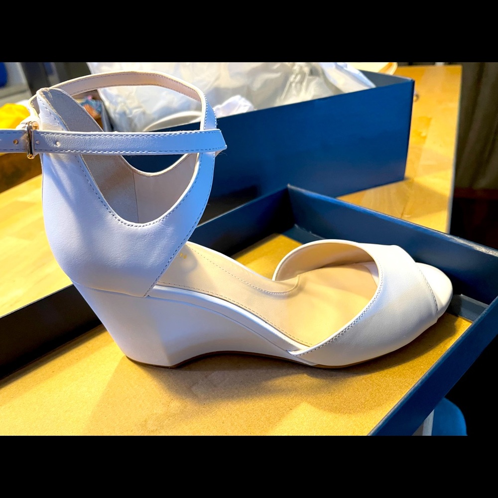 Cole Haan white bridal wedge